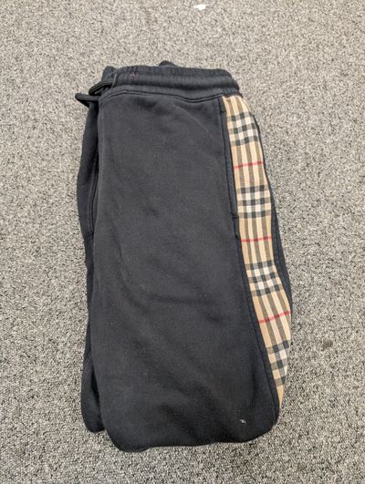 Burberry Black Jogging Pants With Check Panel