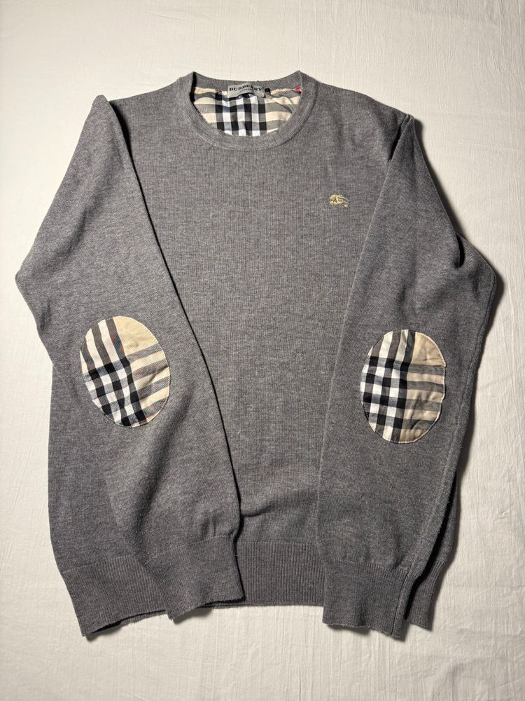 Burberry Burberry Grey Sweater With Check Elbow Patches product image