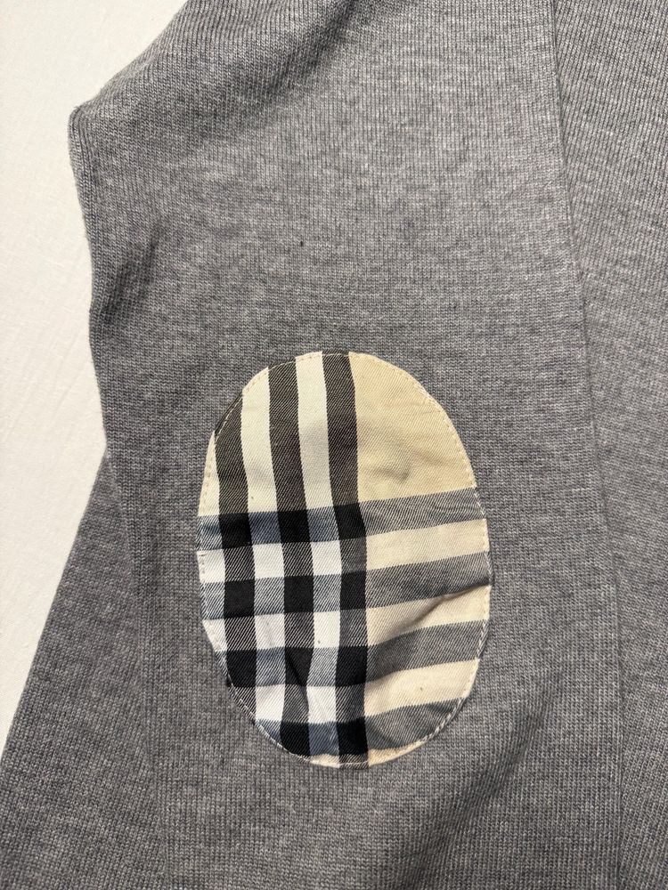 Burberry Grey Sweater With Check Elbow Patches 4