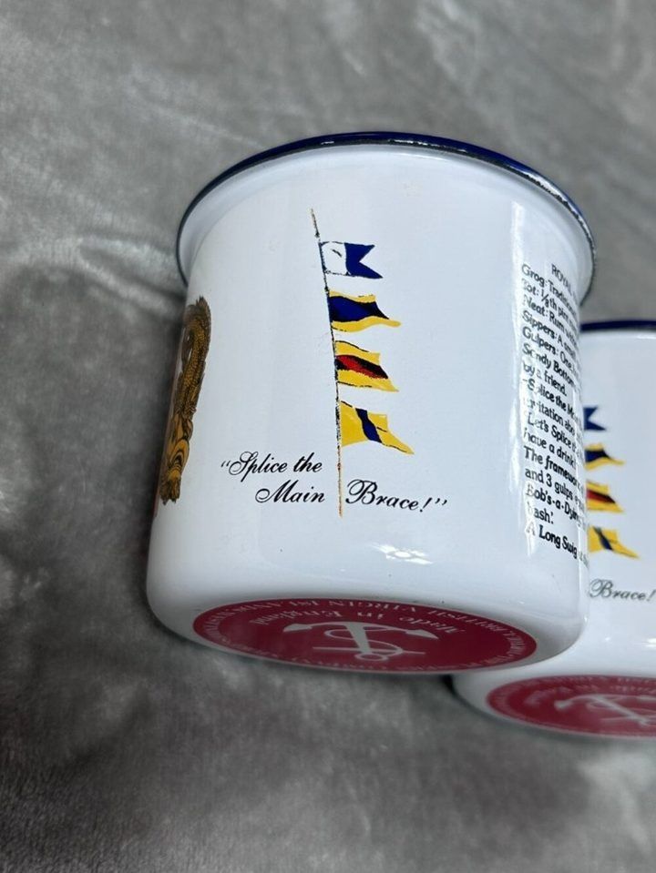 White Enamel Mugs With Nautical Designs image 3