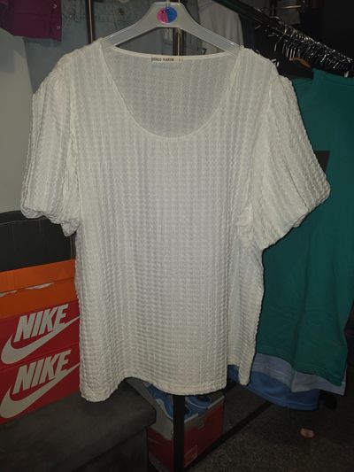 Grace Karin White Textured Short Sleeve Top