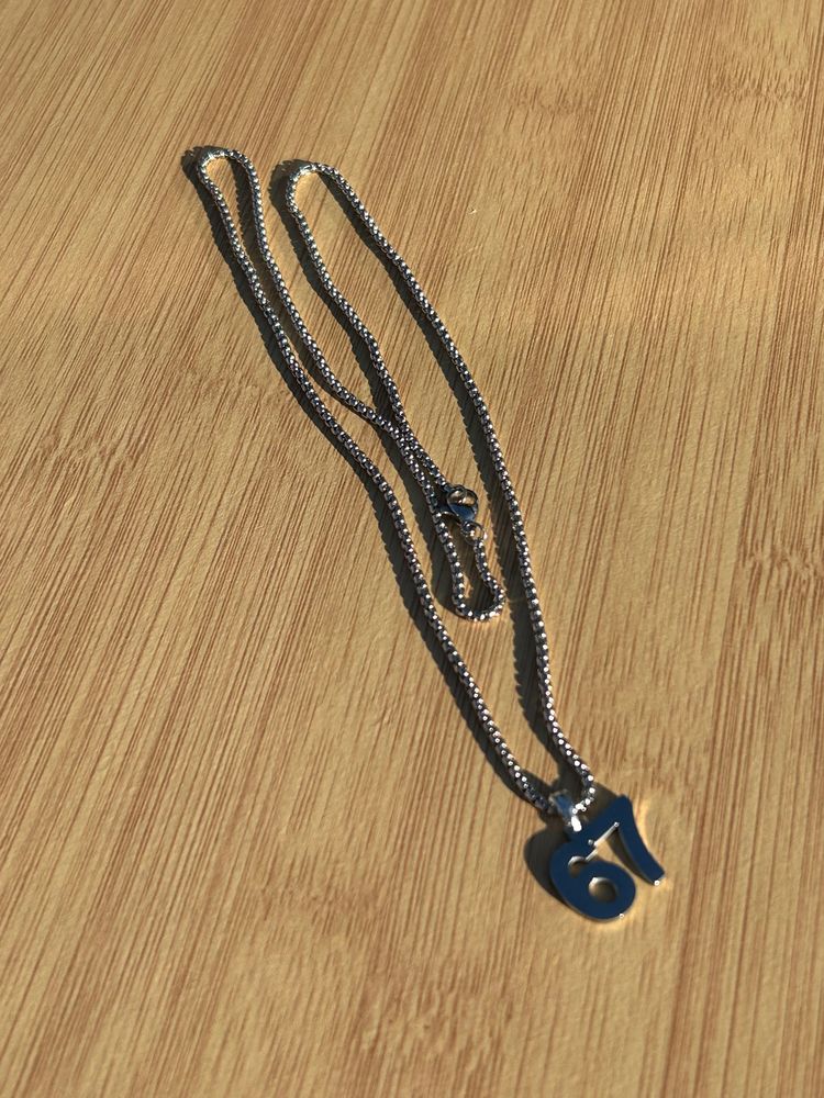 Silver Number 67 Pendant Necklace