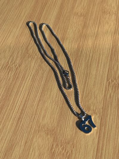 Silver Number 67 Pendant Necklace