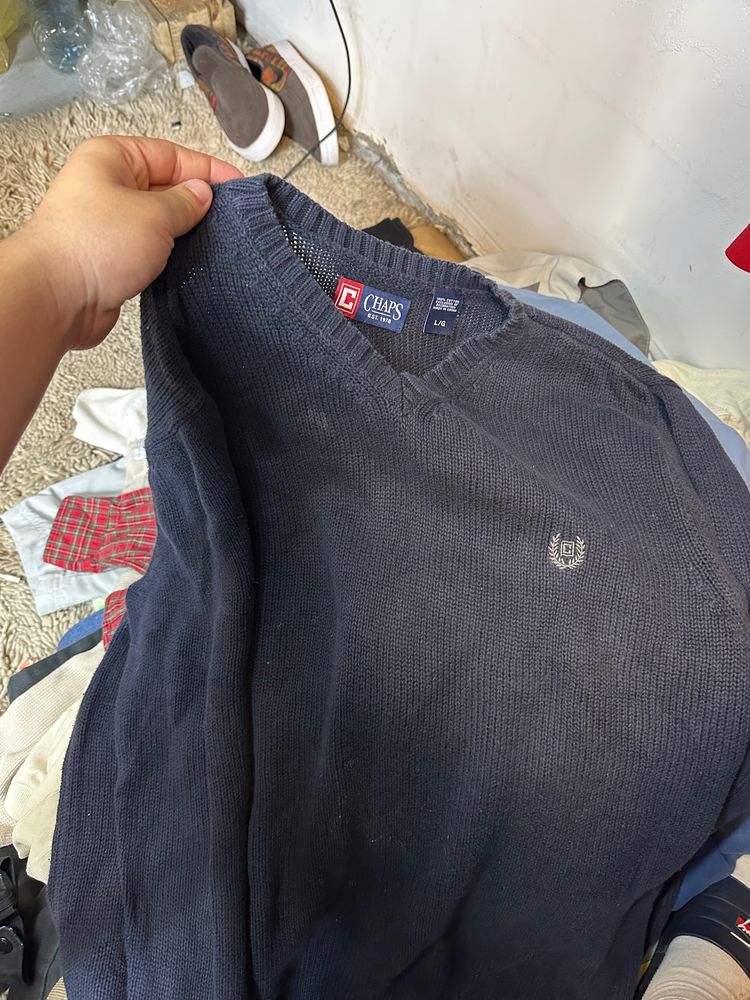 Chaps Navy Blue V-Neck Sweater
