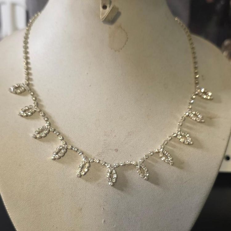 Silver-Tone Rhinestone Necklace image 1