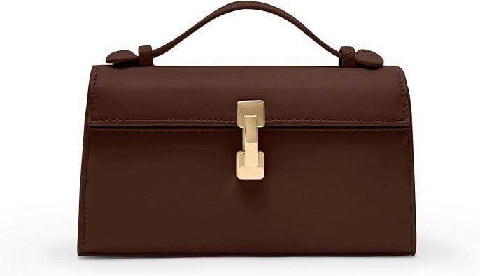 Brown Handbag With Gold Clasp image 1