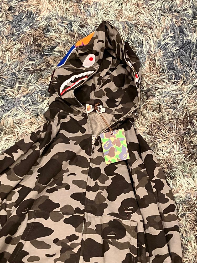 A Bathing Ape Camo Zip-Up Hoodie With Shark Face Hood 6
