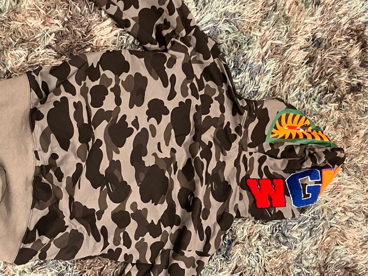 A Bathing Ape Camo Zip-Up Hoodie With Shark Face Hood 2
