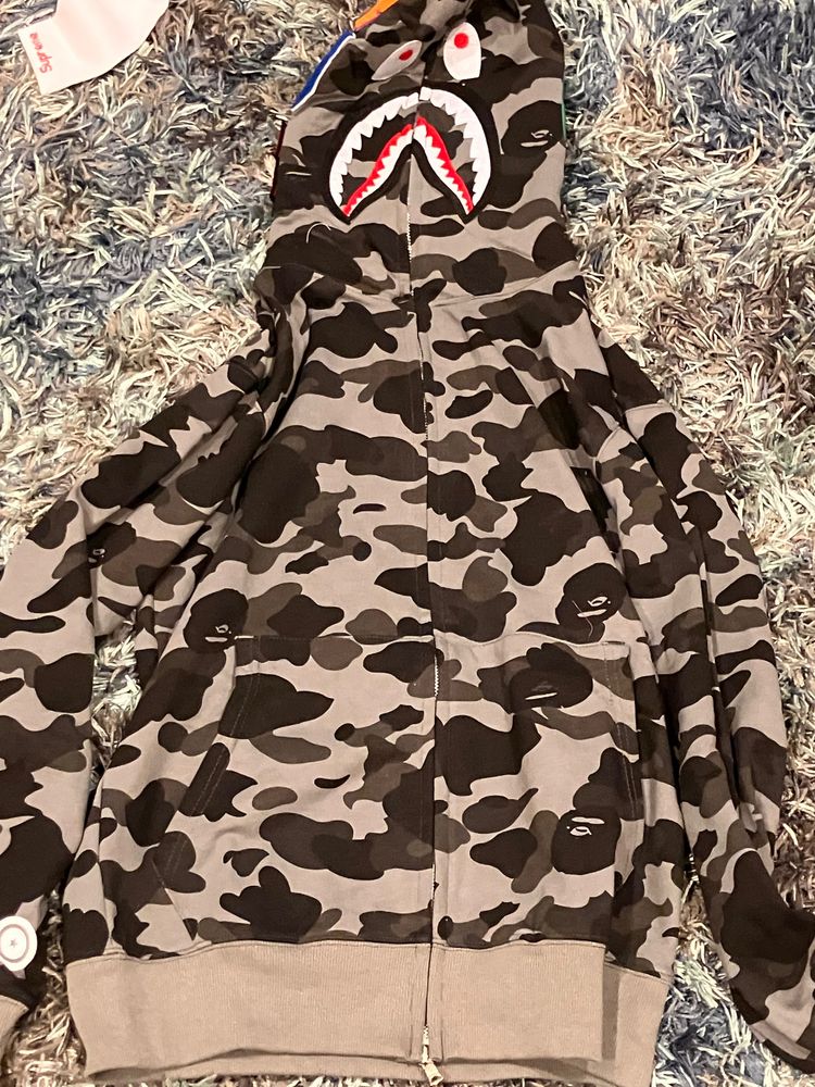 BAPE A Bathing Ape Camo Zip-Up Hoodie With Shark Face Hood product image