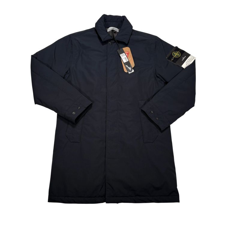 Stone Island Navy Micro Twill with Primaloft Insulation Technology Compass Patch Coat