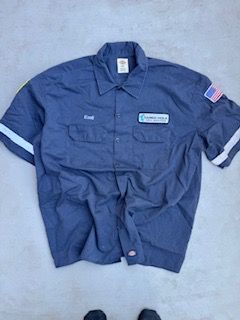 Blue Short Sleeve Work Shirt With Patches