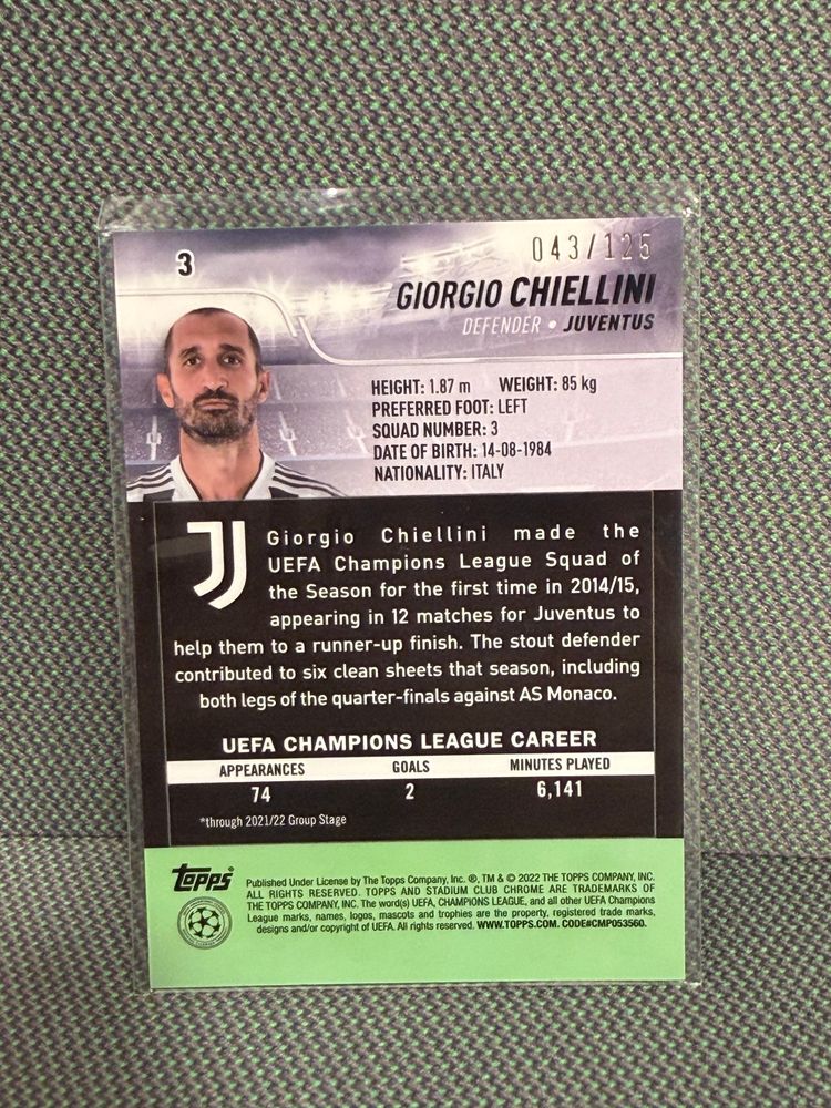 Giorgio Chiellini Topps Stadium 043/125 obraz 2