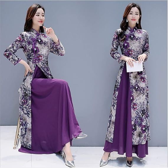 Immagine di Floral Long Dress With Purple Skirt 3