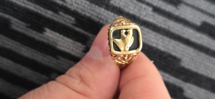 9ct gold Gold Ring With Black And Gold Emblem image 1