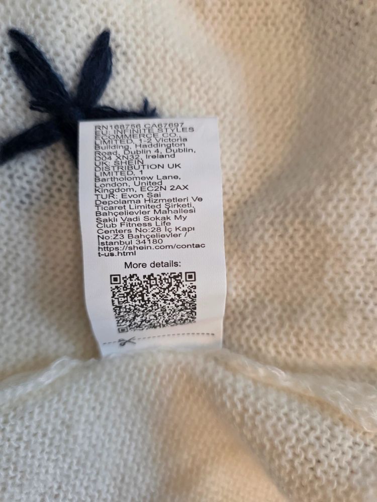 Immagine di Shein White & Navy Floral Embroidered Scalloped Trim Knit Vest Top (Size L / UK 12-14) 6