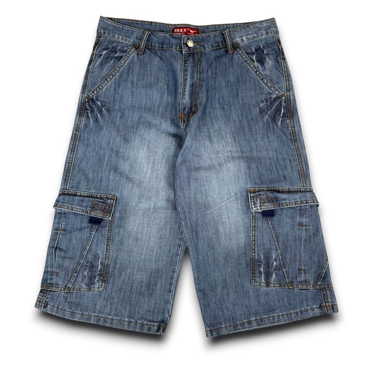 Vintage 2000's baggy cargo pocket 3/4 length denim jorts (S-M)