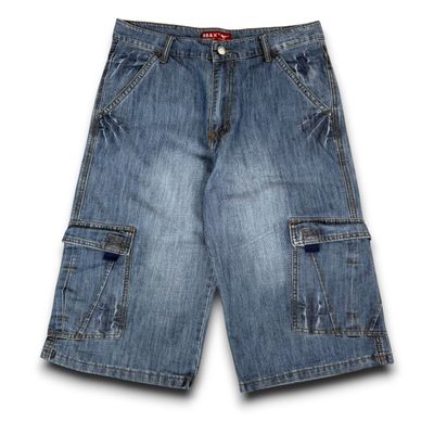 Vintage 2000's baggy cargo pocket 3/4 length denim jorts (S-M)