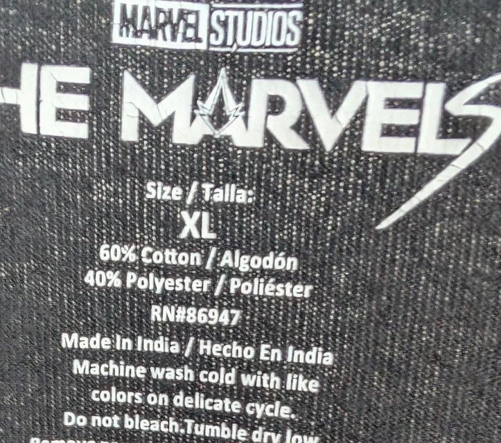 Marvel Studios The Marvels T-Shirt Black XL Captain Marvel Graphic Cotton Top image 10