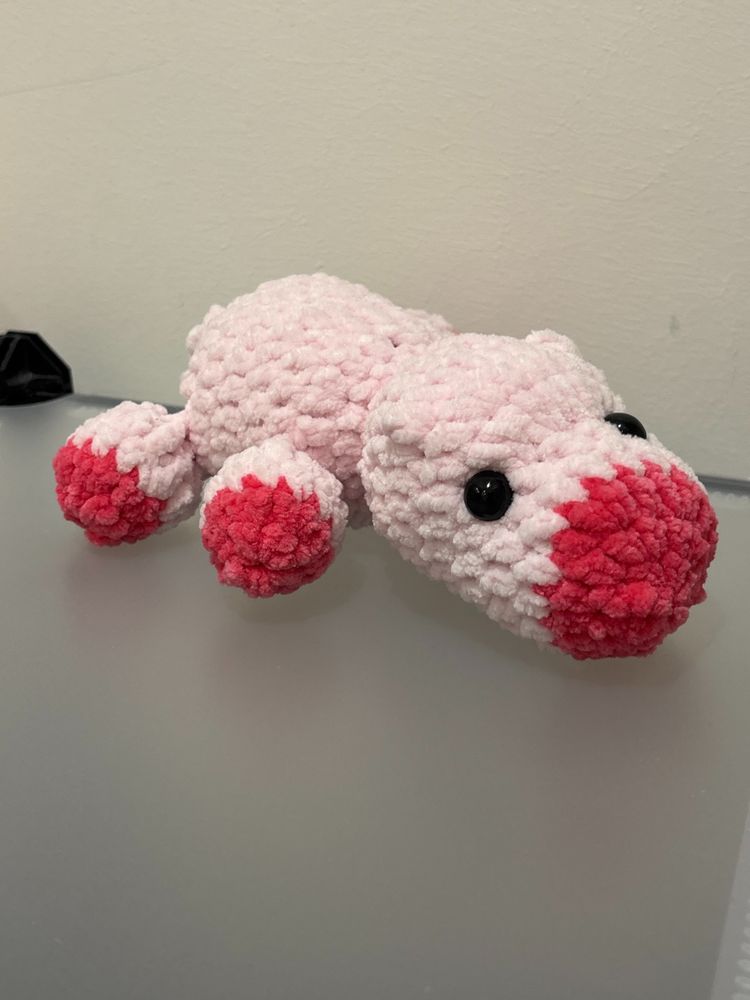 pig Pink And Red Crocheted Plush Toy