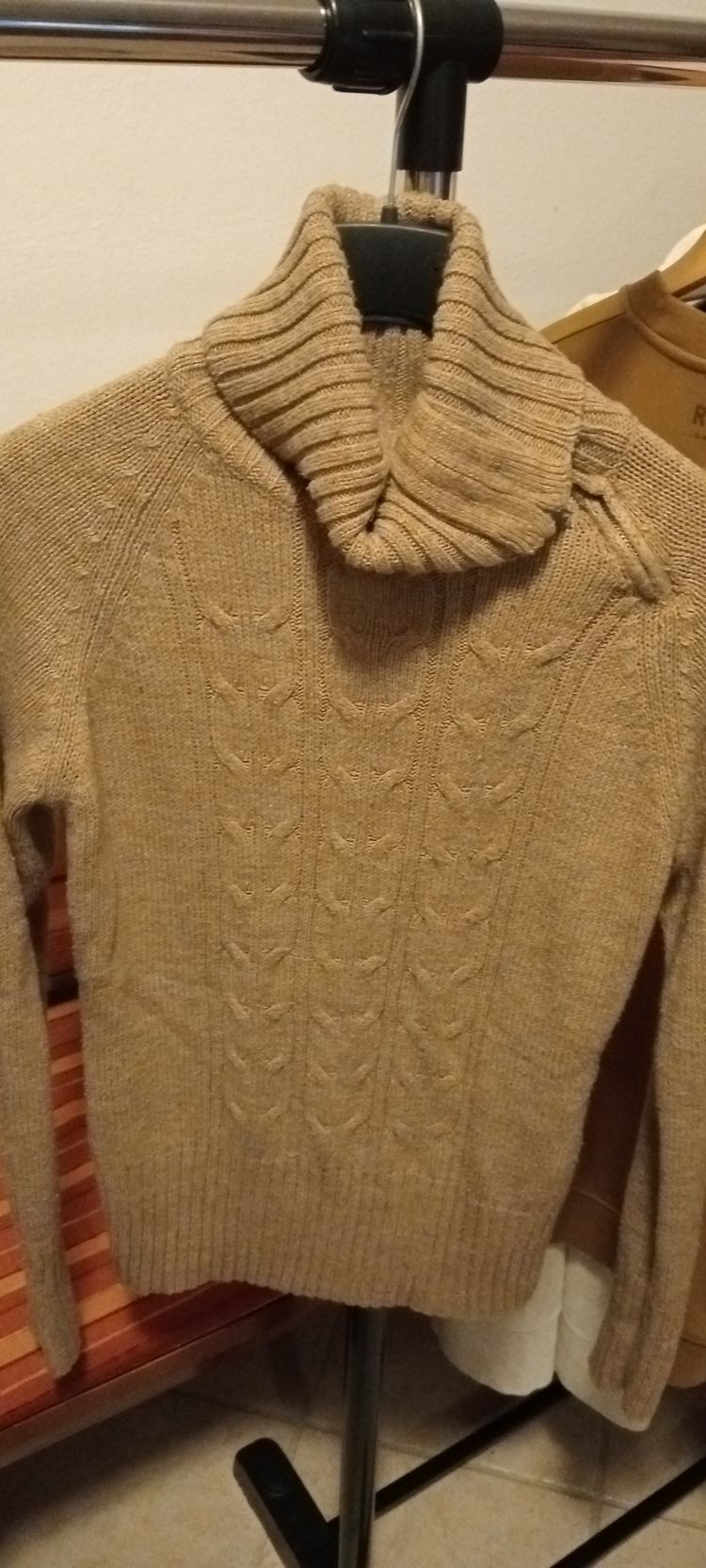 Other beige cable knit turtleneck sweater with zipper product image