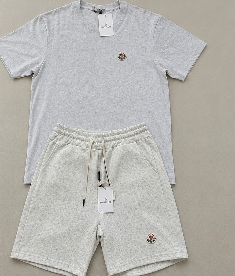 Moncler Grey T-Shirt And Shorts Set