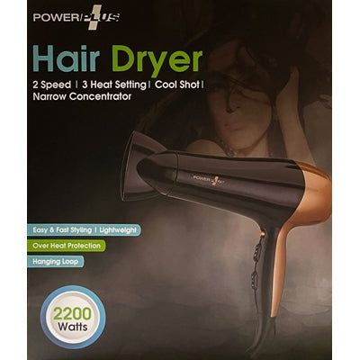 2200W Professional Electric Hair Dryer | 3 Heat & 2 Speed Settings with Cool Shot & Precision Concentrator