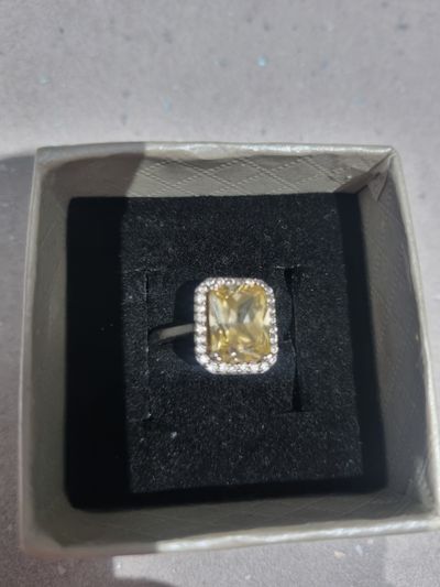 Yellow Gemstone Ring With Silver Band 925