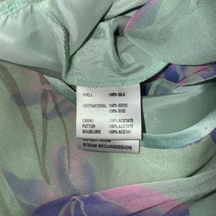 Mint Floral 100% Silk Dress With Matching Scarf image 6