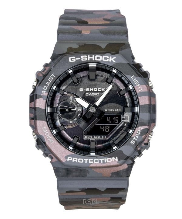 Casio G-Shock Analog Digital Camouflage Bio-based Resin Strap Black Dial Quartz GA-2100CMD-8A 200M Men's Watch image 1