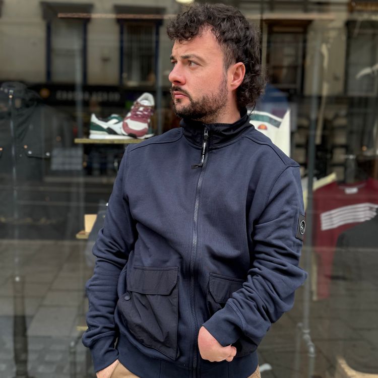 Marshall Artist Streatham Full Zip Sweatshirt Navy obraz 3