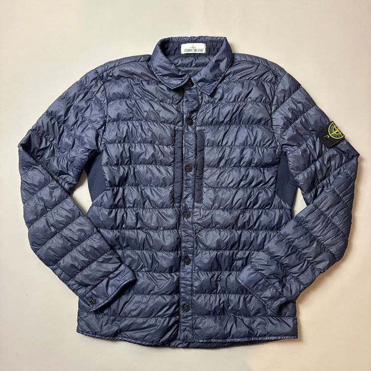 Stone Island Navy Garment Dyed Micro Yarn Down Jacket - Large