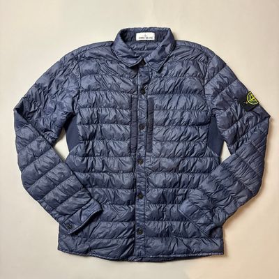 Stone Island Navy Garment Dyed Micro Yarn Down Jacket - Large
