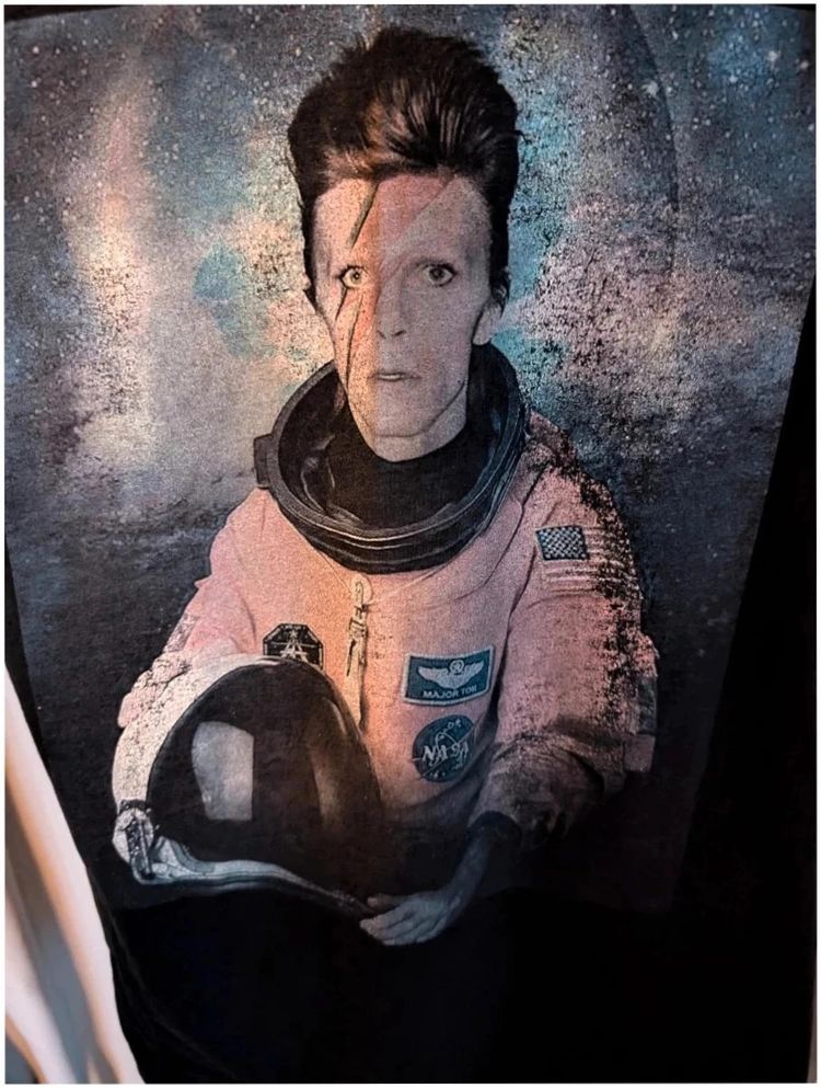 David Bowie Ziggy Space Astronaut Black Graphic T Shirt Size M UK 10 12 image 2