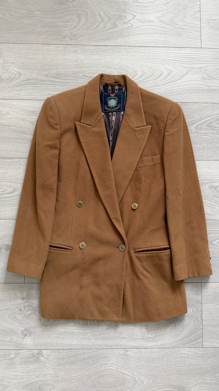 Emporio Armani 1980s Metal Button Double Breasted Wool Cashmere Jacket - Size IT40 / Small Womens image 1