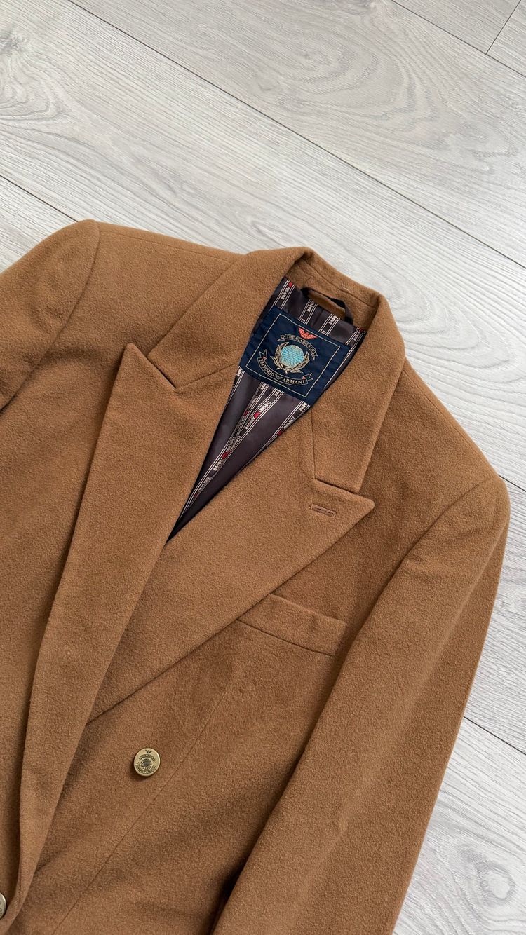 Emporio Armani 1980s Metal Button Double Breasted Wool Cashmere Jacket - Size IT40 / Small Womens image 8