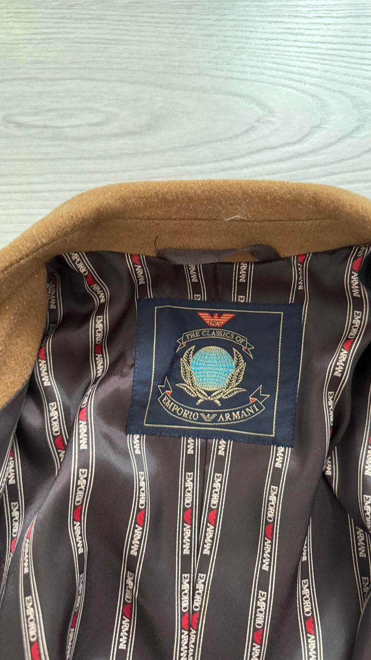 Emporio Armani 1980s Metal Button Double Breasted Wool Cashmere Jacket - Size IT40 / Small Womens image 3