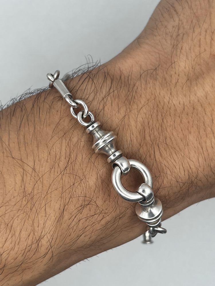 925 Sterling Silver Vintage Albert-Style Bracelet imagen 3