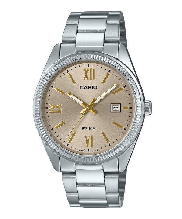 Casio Standard Analog Ion Plated Stainless Steel Beige Dial Quartz MTP-1302DD-9AV Men's Watch image 1