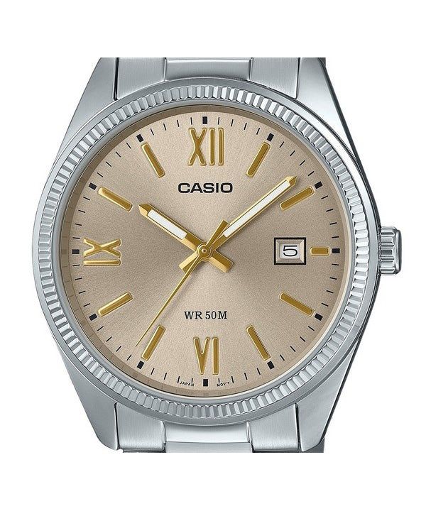 Casio Standard Analog Ion Plated Stainless Steel Beige Dial Quartz MTP-1302DD-9AV Men's Watch image 2