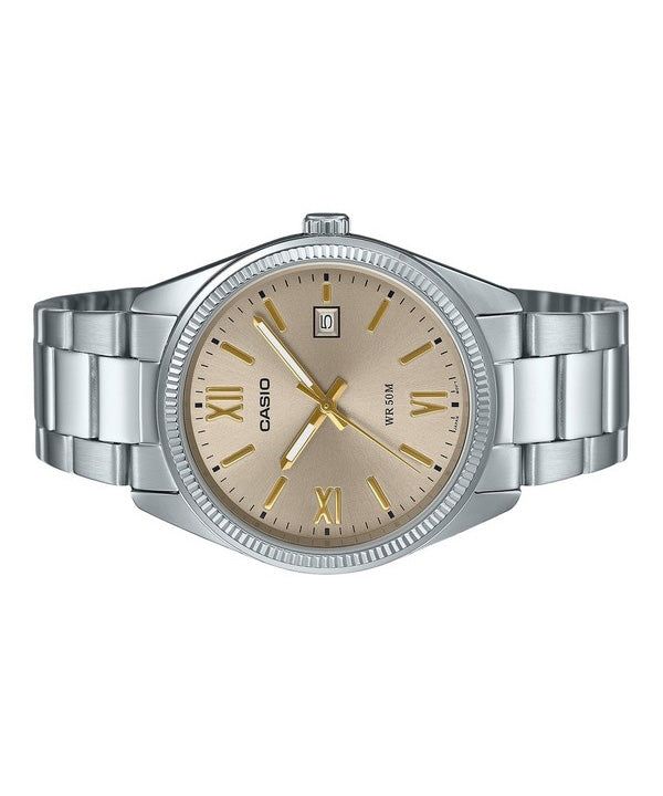 Casio Standard Analog Ion Plated Stainless Steel Beige Dial Quartz MTP-1302DD-9AV Men's Watch image 4