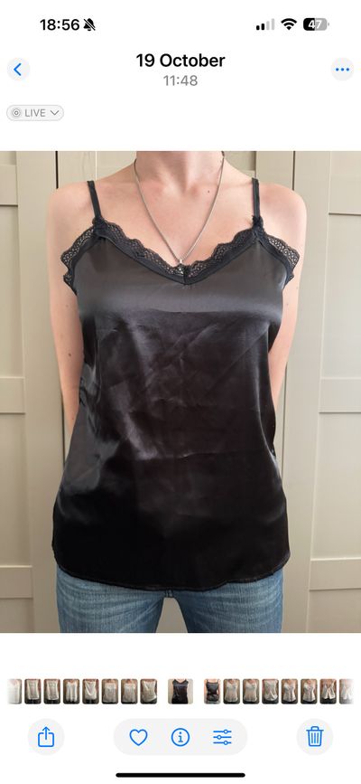 Black Satin Camisole Top