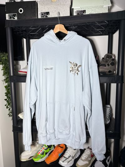 Represent Graphic Print Light Blue Hoodie - Size Large