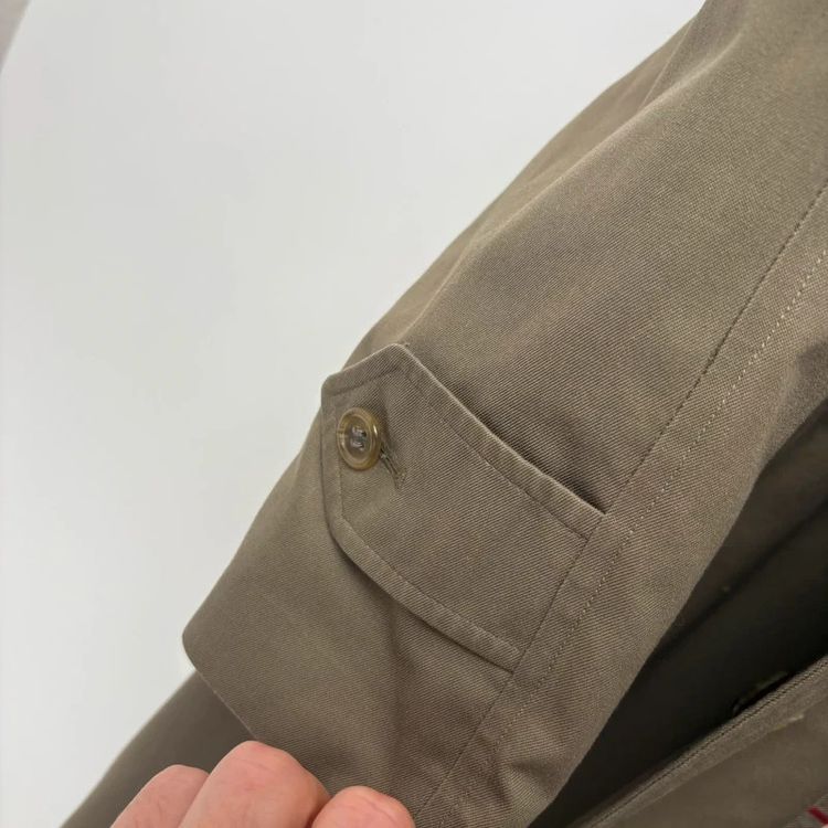 Burberry Vintage Olive Nova Check Lined Mac Trench Coat imagen 4