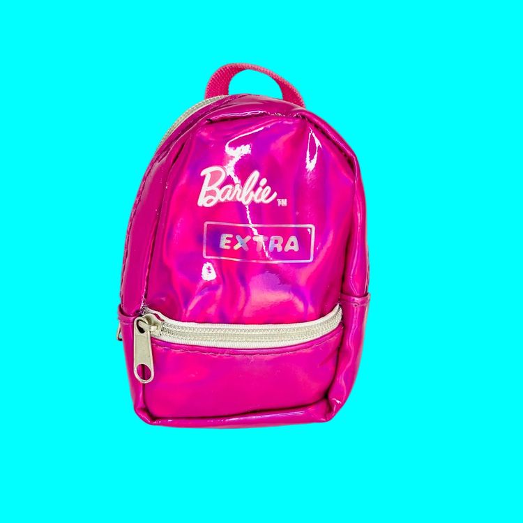 Barbie Extra | Small Shiny Hot Pink Backpack | Empty | Doll Sized Accessory imagen 1