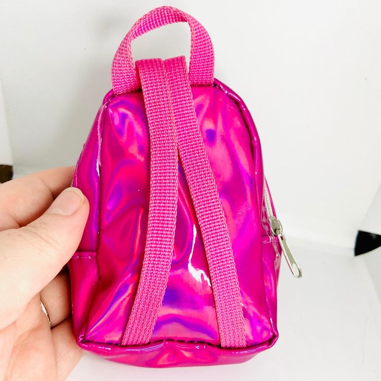 Barbie Extra | Small Shiny Hot Pink Backpack | Empty | Doll Sized Accessory imagen 8