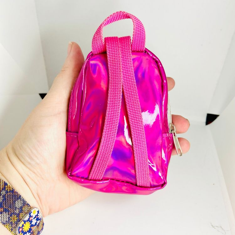 Barbie Extra | Small Shiny Hot Pink Backpack | Empty | Doll Sized Accessory imagen 3