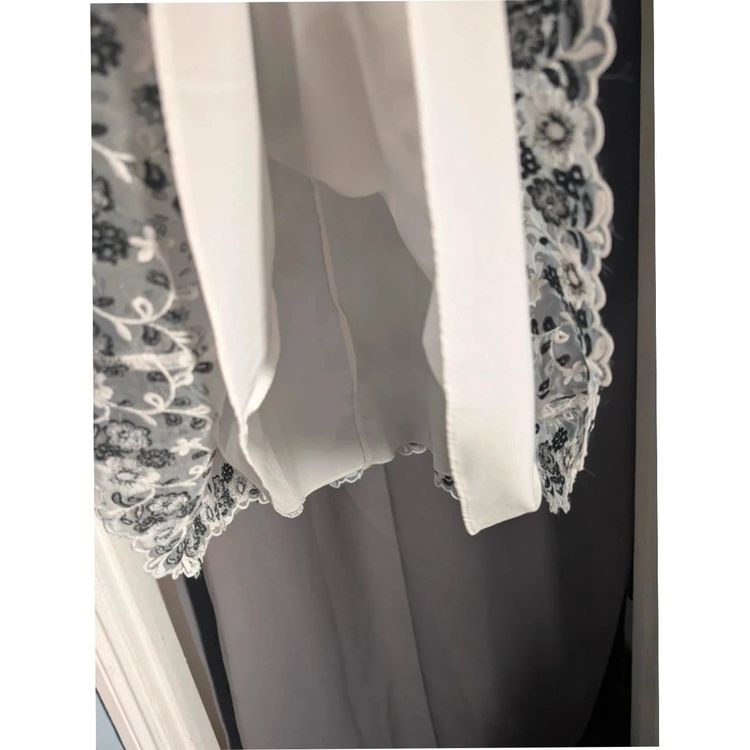 Yumi White Black Floral Embroidered Lace Mesh A-Line Dress UK 14 imagen 5