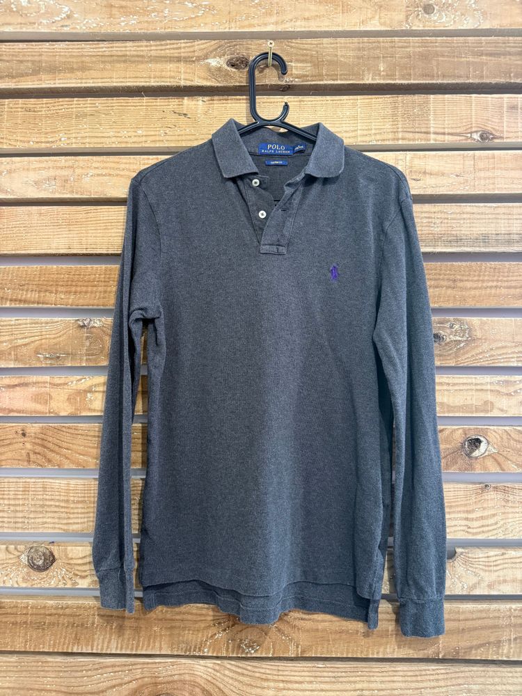 Vintage Y2K Ralph Lauren polo shirt. Long sleeve. Grey Size Small.