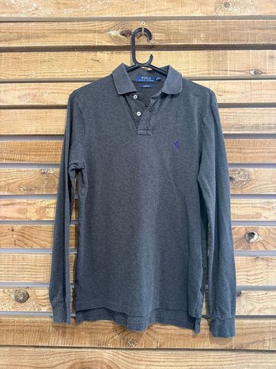Vintage Y2K Ralph Lauren polo shirt. Long sleeve. Grey Size Small.