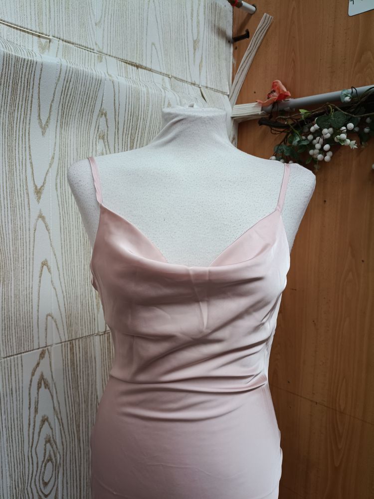 Other Pink Satin Evening Dress With Beaded Back Detail product image